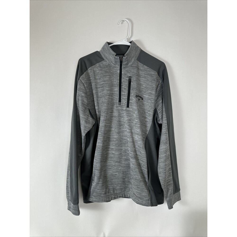 Callaway Sweater Mens Medium Heather Gray Quarter Zip Performance Pullover Golf